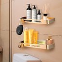 Ver imagem 5 de Suporte Shampoo Retangular Parede Banheiro Aço Inox Dourado
