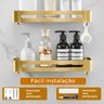 Suporte Shampoo Retangular Parede Banheiro Aço Inox Dourado - 12