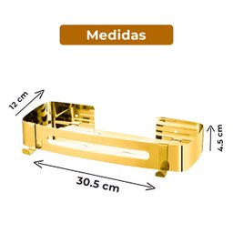 Suporte Shampoo Retangular Parede Banheiro Aço Inox Dourado - 8