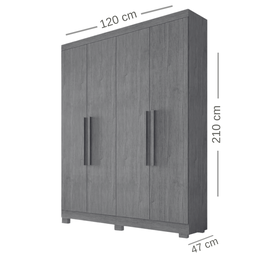 Guarda Roupa Solteiro 4 Portas Sergipe Bianchi Móveis: Avelã - 3