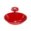 Ver imagem 1 de CUBA DE VIDRO REDONDA 35CM VERMELHO FERRARI + VALVULA + TORNEIRA CASCATA