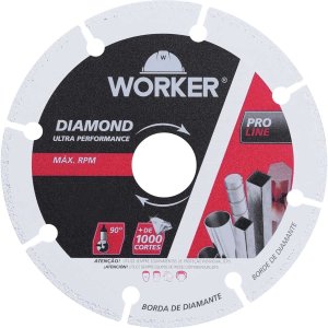 Disco Corte Diamantado para Metais Aço Aluminio Cobre Worker:branco/115mm