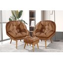 Ver imagem 1 de Conjunto Poltronas Sênior em Suede Premium com Puff e Pés de Madeira:terracota