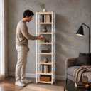 Ver imagem 3 de Estante Multiuso Organizador Livreiro Estilo Industrial 180x50 Branco Natural