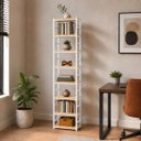 Ver imagem 2 de Estante Multiuso Organizador Livreiro Estilo Industrial 180x50 Branco Natural