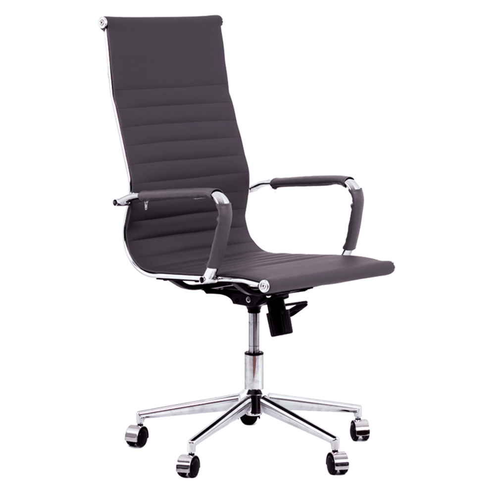 Ver imagem 2 de Kit 6 Cadeiras de Escritório Presidente Giratória Pu Cinza com Braços