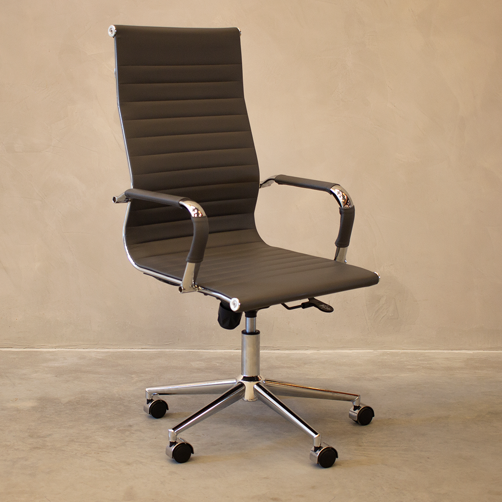 Ver imagem 6 de Kit 6 Cadeiras de Escritório Presidente Giratória Pu Cinza com Braços