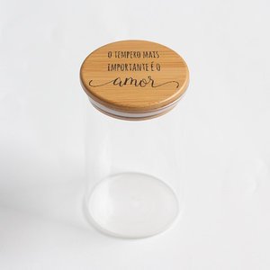 Porta Mantimento Redondo em Vidro Borossilicato com Tampa em Bambu 150ml D5,5xa11,5cm Dynasty
