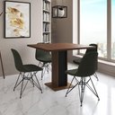 Ver imagem 1 de Mesa Jantar Londres Quadrada Amêndoa 90cm Base Preta 4 Cadeiras Eames Estofadas Verde Ferro Preto