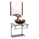 Ver imagem 1 de Gabinete de Vidro 40cm Cuba Redonda Marrom + Torneira Cascata - Dahora