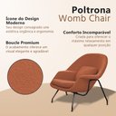 Ver imagem 3 de Poltrona Womb Chair sem Puff Bouclê Base Preta Linha Premium Design Moderno Sala Leitura - Terracota