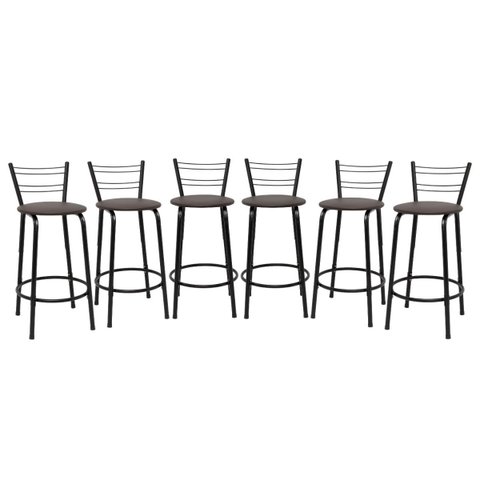 Kit 6 Banquetas para Bancada Flórida Preta 60cm Cozinha Gourmet Balcão Ilha Piscina Área de Lazer