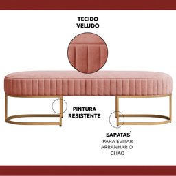 Recamier Glow 110cm Puff Moderno Premium Sala e Quarto:rosa - 4