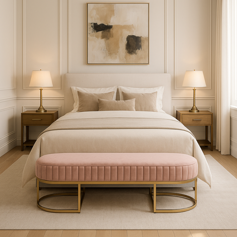 Recamier Glow 110cm Puff Moderno Premium Sala e Quarto:rosa