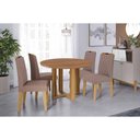 Ver imagem 1 de Conjunto: Mesa Sala Jantar Flora Tampo Madeirado C/ Vidro 109cm e 4 Cadeiras Paola Cinamomo/off