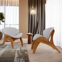Ver imagem 2 de Kit 2 Poltronas Decorativa Orgânica Sala Living Kadosh L02 Linho Cinza - Lyam Decor