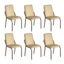 Ver imagem 1 de Kit 6 Cadeiras para Sala de Jantar Malibu Bege/Creme/Marrom