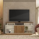 Ver imagem 1 de Rack Bancada para Tv até 65" Salvador 160cm Pérola Metaliz/amêndoa- Mabe Magazine