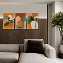 Ver imagem 3 de Kit 3 Quadros Decorativos Geométricos Abstrato Plantas Colorido Sala de Jantar