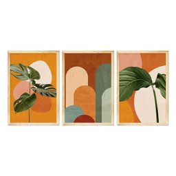 Kit 3 Quadros Decorativos Geométricos Abstrato Plantas Colorido Sala de Jantar - 2