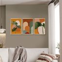 Ver imagem 4 de Kit 3 Quadros Decorativos Geométricos Abstrato Plantas Colorido Sala de Jantar