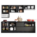 Ver imagem 4 de Cozinha Completa Modulada 7 Peças com Nicho para Micro-Ondas e Balcão 4 Gavetas com Tampo Etna Grafite