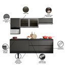 Ver mais imagens de Cozinha Completa Modulada 7 Peças com Nicho para Micro-Ondas e Balcão 4 Gavetas com Tampo Etna Grafite