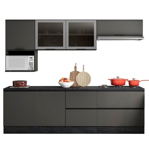 Cozinha Modulada Completa 7 Peças 7 Portas 4 Gavetas com Balcão para Cooktop Etna 