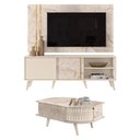 Ver imagem 1 de Rack Bancada e Painel para Tv Cronos com Mesa de Centro Indianápolis Calacata Off White – Madetec