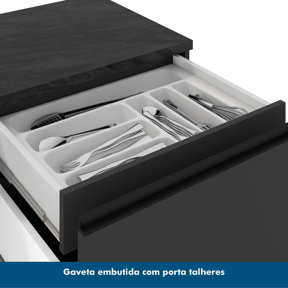 Cozinha Modulada Completa 6 Peças 6 Portas 3 Gavetas com Nicho Micro-Ondas Etna  - 9