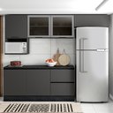 Ver imagem 1 de Cozinha Modulada Completa 6 Peças 6 Portas 3 Gavetas com Portas Vidro Fumê Etna 