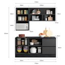 Ver imagem 4 de Cozinha Modulada Completa 5 Peças 5 Portas 3 Gavetas com Portas Vidro Fumê Etna Cinza/Grafite