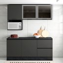 Ver imagem 1 de Cozinha Modulada Completa 5 Peças 5 Portas 3 Gavetas com Portas Vidro Fumê Etna Cinza/Grafite