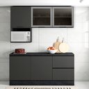 Ver imagem 2 de Cozinha Modulada Completa 5 Peças 5 Portas 3 Gavetas com Portas Vidro Fumê Etna 