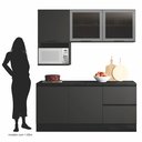 Ver imagem 5 de Cozinha Modulada Completa 5 Peças 5 Portas 3 Gavetas com Portas Vidro Fumê Etna Cinza/Grafite