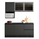 Ver imagem 3 de Cozinha Modulada Completa 5 Peças 5 Portas 3 Gavetas com Portas Vidro Fumê Etna Cinza/Grafite