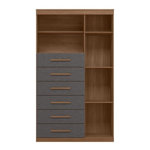 Cômoda Multiuso 1 Porta 6 Gavetas Maraba 1.6 Jatoba Grafite Santos Andirá