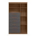 Ver imagem 1 de Cômoda Multiuso 1 Porta 6 Gavetas Maraba 1.6 Jatoba Grafite Santos Andirá