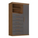 Ver imagem 3 de Cômoda Multiuso 1 Porta 6 Gavetas Maraba 1.6 Jatoba Grafite Santos Andirá