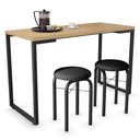 Ver imagem 3 de Conjunto Mesa de Cozinha Prattica Industrial 120cm com 2 Banquetas F02 Nature/Preto - Mpozenato