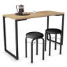 Conjunto Mesa de Cozinha Prattica Industrial 120cm com 2 Banquetas F02 Nature/Preto - Mpozenato - 3