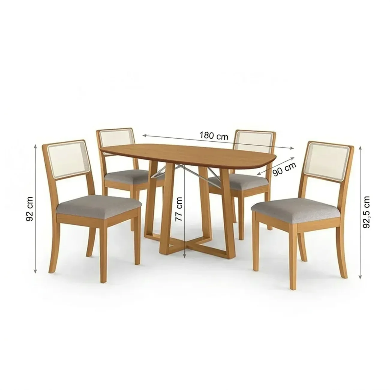 Ver imagem 3 de Conjunto Mesa de Jantar Elma e 4 Cadeiras com Telinha Lola em Madeira Maciça Cinza/Bege