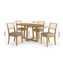 Ver imagem 3 de Conjunto Mesa de Jantar Elma e 4 Cadeiras com Telinha Lola em Madeira Maciça Cinza/Bege