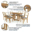 Ver imagem 4 de Conjunto Mesa de Jantar Elma e 4 Cadeiras com Telinha Lola em Madeira Maciça Cinza/Bege