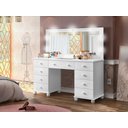 Ver imagem 1 de Penteadeira Camarim Glamourosa com Espelho + Luz Led e 9 Gavetas funcionais Potente:branco