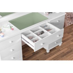 Penteadeira Camarim Glamourosa com Espelho + Luz Led e 9 Gavetas funcionais Potente:branco - 2