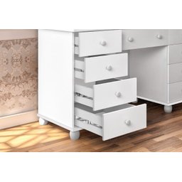 Penteadeira Camarim Glamourosa com Espelho + Luz Led e 9 Gavetas funcionais Potente:branco - 3