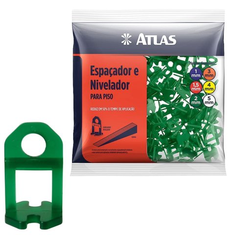 Nivelador para Piso Verde 2mm para Pisos Azulejos e Pedras Pacote com 100 Unidades | Atlas