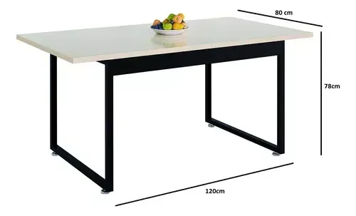 Mesa de Jantar para 6 Lugares 120x80 para Cozinha Sala de Jantar com Pés de Ferro e Tampo Mdf:off Wh - 3