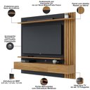 Ver imagem 3 de Painel para TV 70 pol com Bancada Suspensa 180cm Will C04 Noce Milano Preto Fosco - Lyam Decor